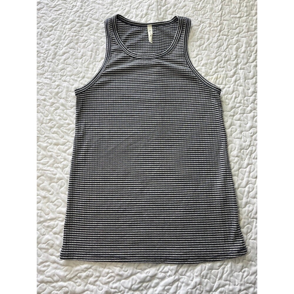 MTS Navy Blue Striped Fitted Tank Top size large